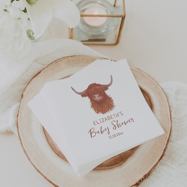 Servilleta De Papel Cute Highland Cow Baby Shower (Subido por el creador)