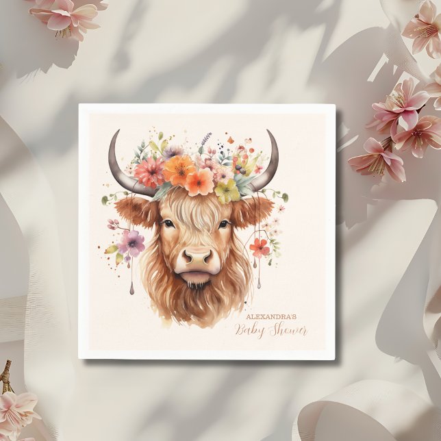 Servilleta De Papel Cute Highland Cow Baby Shower (Subido por el creador)
