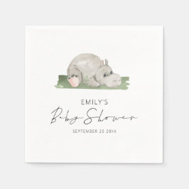 Servilleta De Papel Cute Hippo Baby Shower Napkins