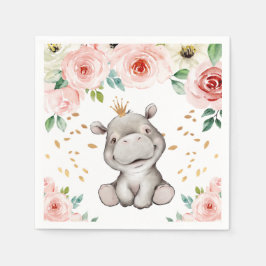 Servilleta De Papel Cute Hippo Baby Shower Napkins