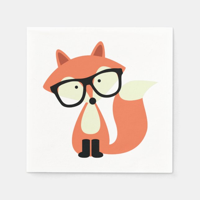 Servilleta De Papel Cute Hipster Red Fox (Anverso)