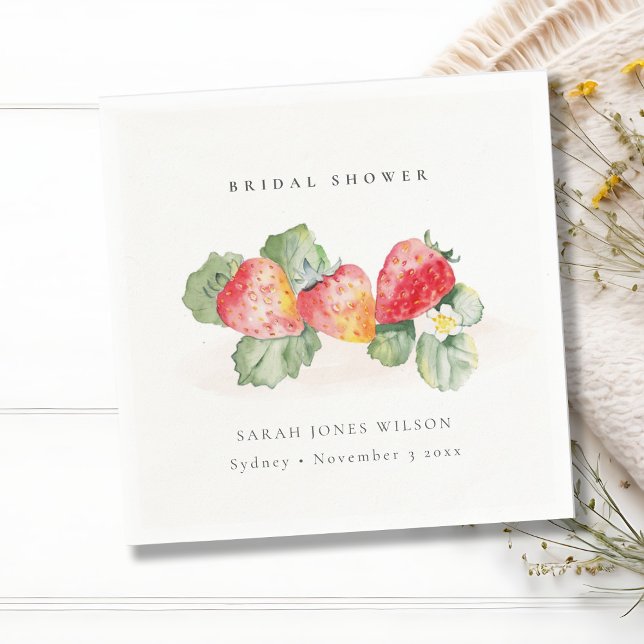 Servilleta De Papel Cute Hoja de Fresa Roja con Follaje para Boda (Subido por el creador)