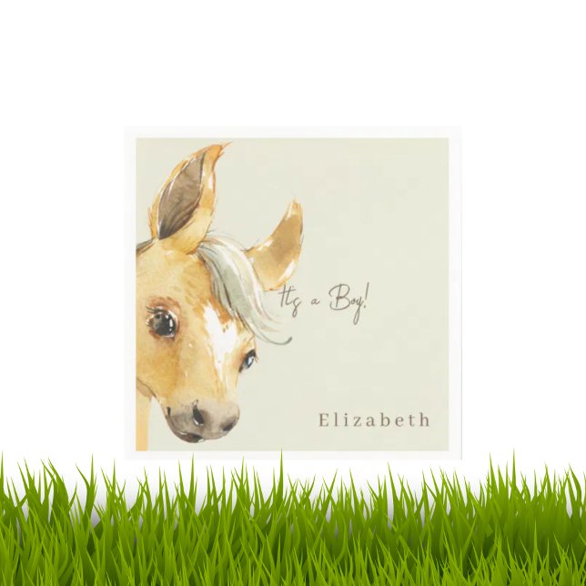 Servilleta De Papel Cute Horse It's a Boy Baby Shower Cocktail (Subido por el creador)