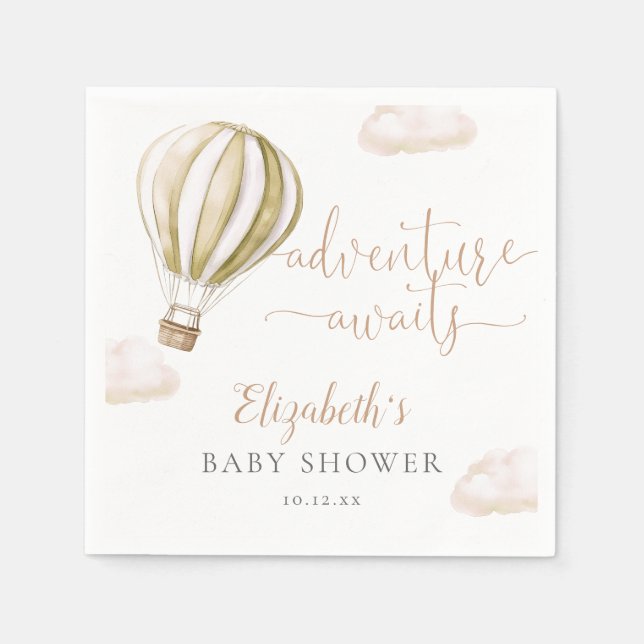 Servilleta De Papel Cute Hot Air Balloon Gender Neutral Baby Shower (Anverso)