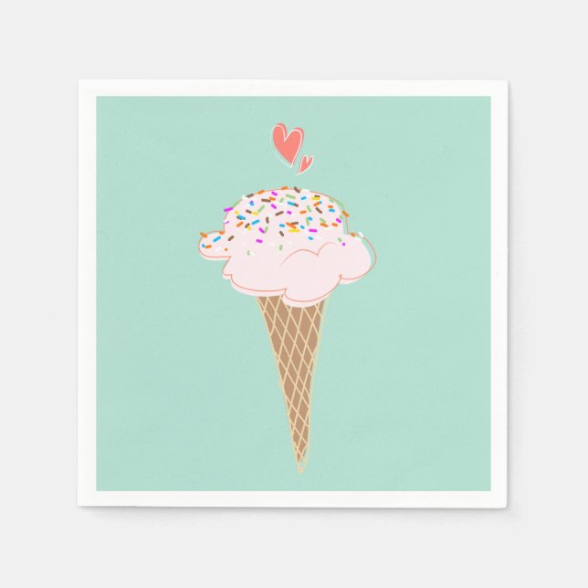 Servilleta De Papel Cute Ice Cream Cone (Anverso)