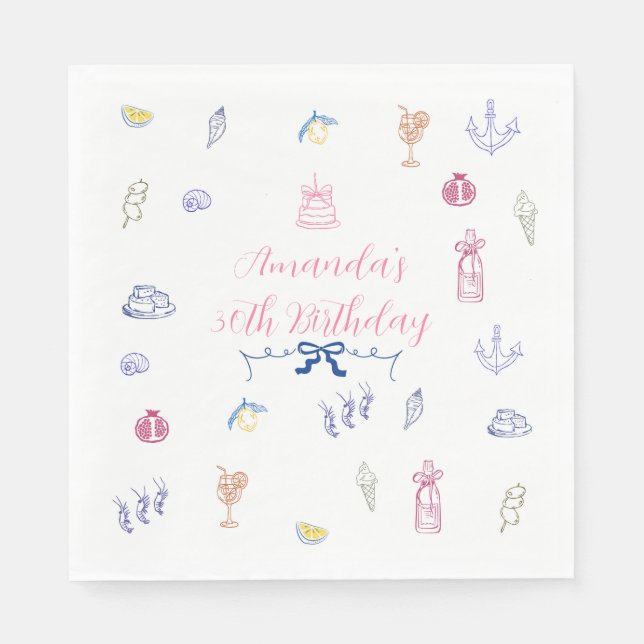 Servilleta De Papel Cute Italian Minimalist Birthday (Anverso)