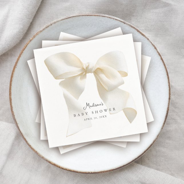 Servilleta De Papel Cute Ivory Coquette Bow Baby Shower (Subido por el creador)