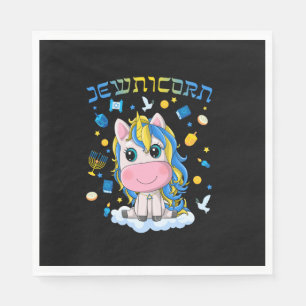 Servilleta De Papel Cute Jewnicorn judío Unicornio Menorah Dreidel Hap