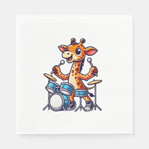 Servilleta De Papel Cute jirafa tocando tambores Girafas Música de tam