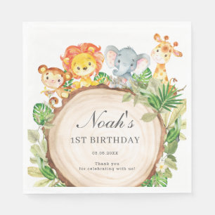 Servilleta De Papel Cute Jungle Animals Greenery Baby Shower Cumpleaño