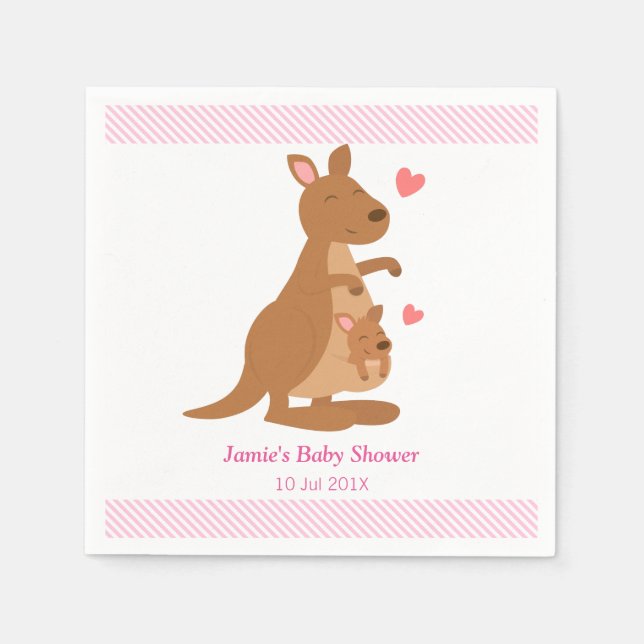 Servilleta De Papel Cute Kangaroo Baby Shower Fiesta (Anverso)