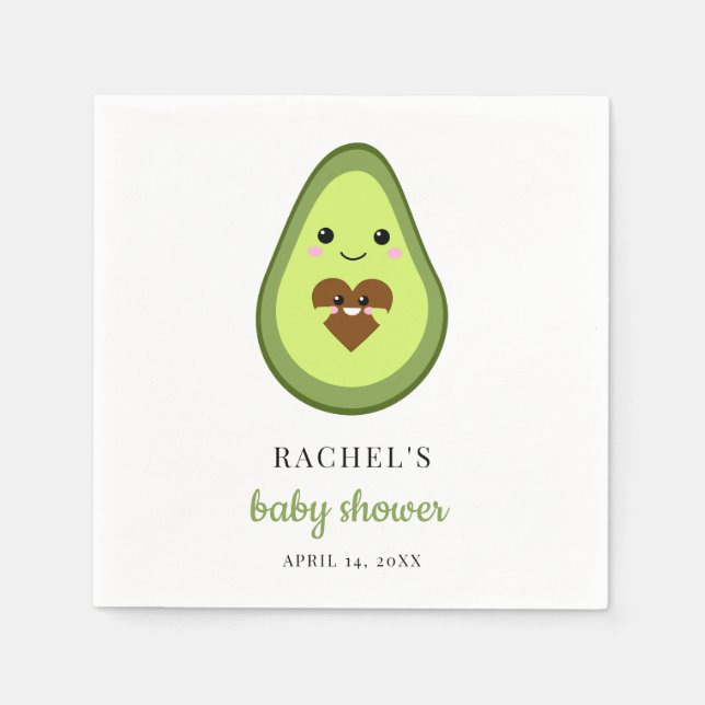 Servilleta De Papel Cute Kawaii Aguacate Pregnant Baby Shower Fiesta (Anverso)