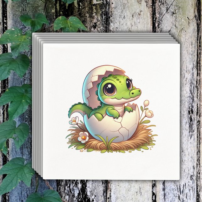 Servilleta De Papel Cute Kawaii Baby Alligator Hatching Baby Shower (Subido por el creador)