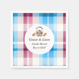 Servilleta De Papel Cute Kawaii Baby-Q Gender Reveal Party