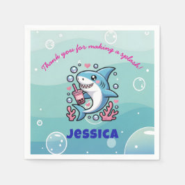 Servilleta De Papel Cute Kawaii Boba Shark Baby Shower personalizado