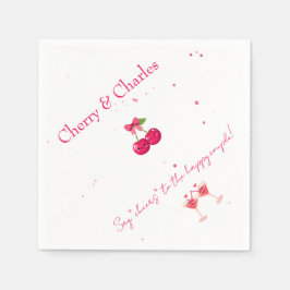 Servilleta De Papel Cute Kawaii Cherry Couple Pink & Red Wedding 