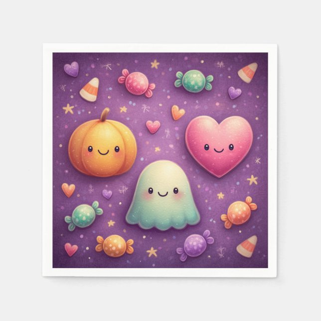 Servilleta De Papel Cute Kawaii Halloween Napkins (Anverso)