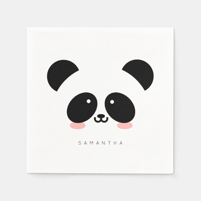 Servilleta De Papel Cute Kawaii Panda | Añadir su nombre (Anverso)
