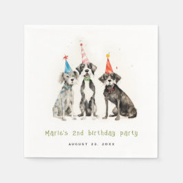 Servilleta De Papel Cute Kids Watercolor Pawty Dog Fiesta de cumpleaño