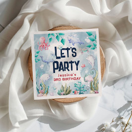 Servilleta De Papel Cute Kids Watercolor Under Sea Birthday Party