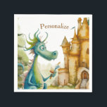 Servilleta De Papel Cute Knight Dragon Castle Birthday Party Kids<br><div class="desc">Entreténgase con nuestros huéspedes en una mágica celebración de cumpleaños con las servilletas de la fiesta de cumpleaños de Cute Knight Dragon Castle Fairy Tale. Perfecto para una fiesta de cumpleaños de niños, este encantador diseño cuenta con un maravilloso castillo, valientes caballeros y amistosos dragones. Personalizar con todo el nombre...</div>