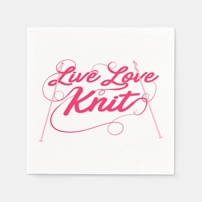 Servilleta De Papel Cute Knitt Live Love Knit Cita Papel (Anverso)