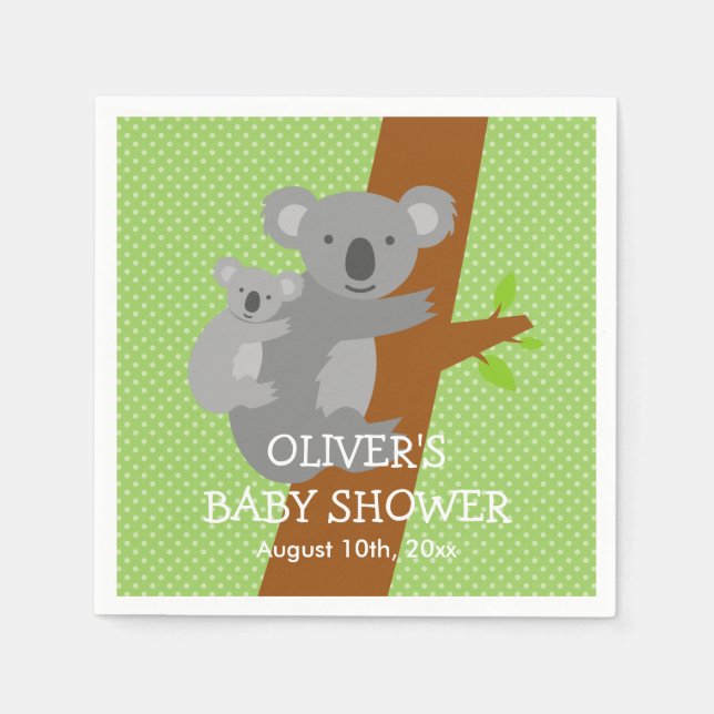 Servilleta De Papel Cute koala de oso polka pega las servilletas de la (Anverso)