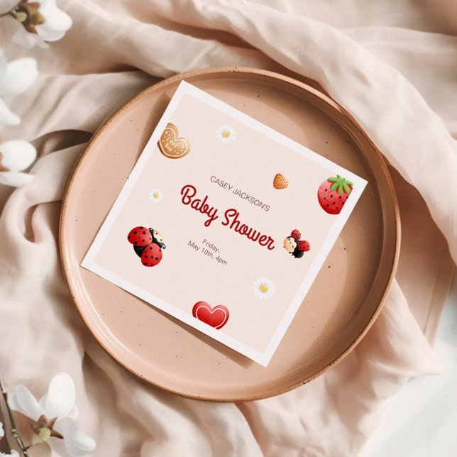 Servilleta De Papel Cute Ladybug Flowers Baby Shower (Subido por el creador)