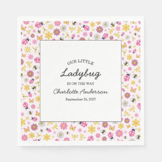 Servilleta De Papel Cute Ladybug Pink Girl Baby Shower