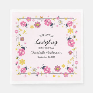 Servilleta De Papel Cute Ladybug Pink Girl Baby Shower