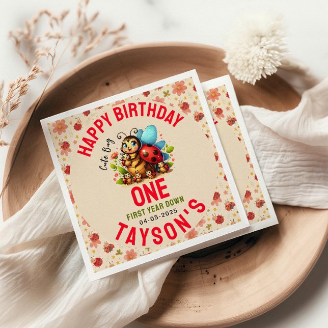 Servilleta De Papel Cute Ladybug Primer cumpleaños | Partido del tema  (Subido por el creador)