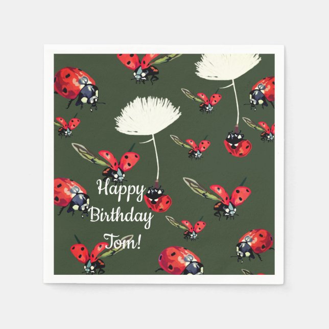 Servilleta De Papel Cute Ladybugs Napkins de papel (Anverso)