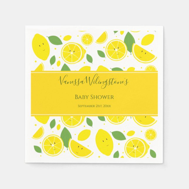 Servilleta De Papel Cute Lemon Citrus Fruit Baby Shower (Anverso)