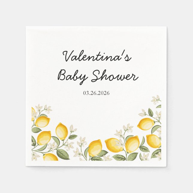 Servilleta De Papel Cute Lemon Citrus Fruit Summer Baby Shower (Anverso)