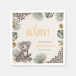 Servilleta De Papel Cute Leopard Cub Yellow Baby Shower