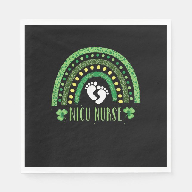 Servilleta De Papel Cute Leopard Rainbow Nicu Enfermera St Patricks Da (Anverso)