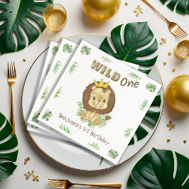 Servilleta De Papel Cute Lion Watercolor Primer Tema de cumpleaños Wil