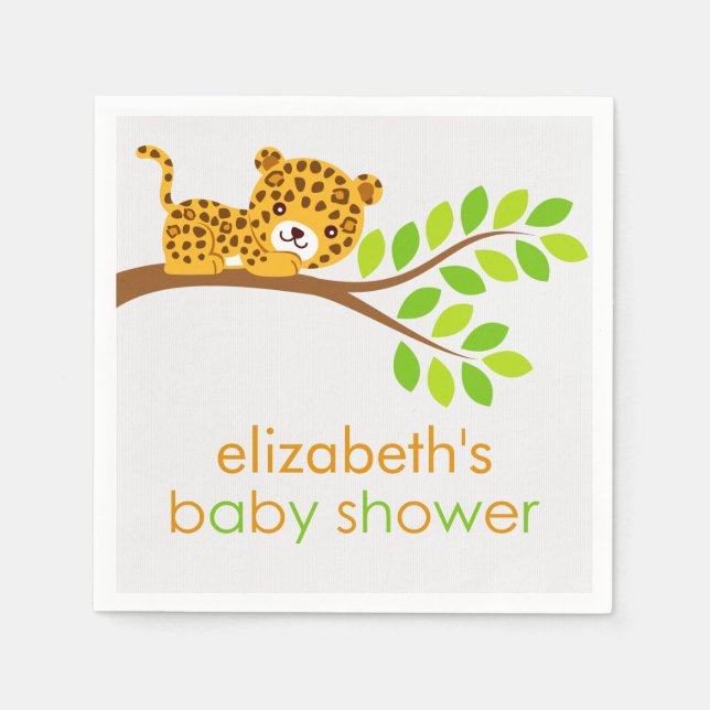 Servilleta De Papel Cute Little Leopard Baby Shower Paper Napkins (Anverso)