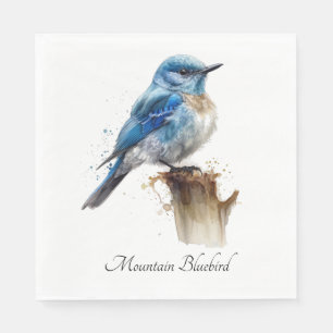 Servilleta De Papel Cute Little Mountain Bluebird Acuarela, personaliz