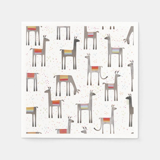 Servilleta De Papel Cute llama Alpaca (Anverso)