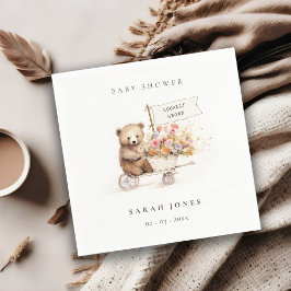 Servilleta De Papel Cute local Crecer Teddy Floral Cart Baby Shower