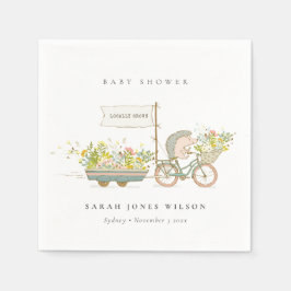 Servilleta De Papel Cute local Hedgehog Flora Bike Baby Shower