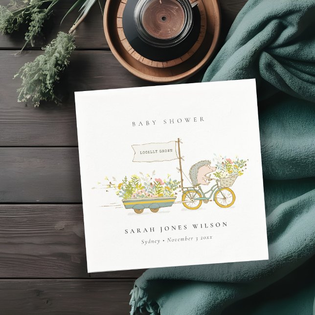 Servilleta De Papel Cute local Hedgehog Flora Bike Baby Shower (Subido por el creador)