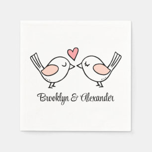 Servilleta De Papel Cute Love Birds Pink Black Lovebird Boda