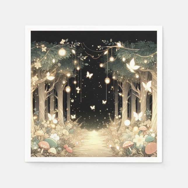 Servilleta De Papel Cute Magical Enchanted Forest Baby Shower (Anverso)