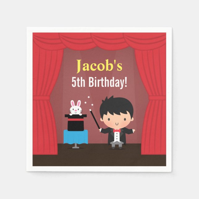 Servilleta De Papel Cute Magicie Kids Magic Birday Party (Anverso)