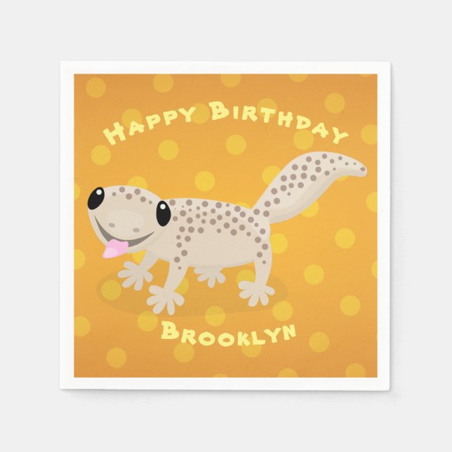 Servilleta De Papel Cute manchado de gecko personalizado de ilustracio (Anverso)
