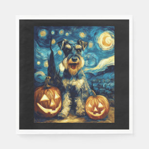 Servilleta De Papel Cute Miniature Schnauzer perro Halloween Jack O La