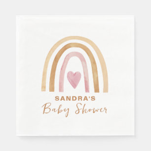 Servilleta De Papel Cute Minimal Neutral Boho Rainbow Baby Shower