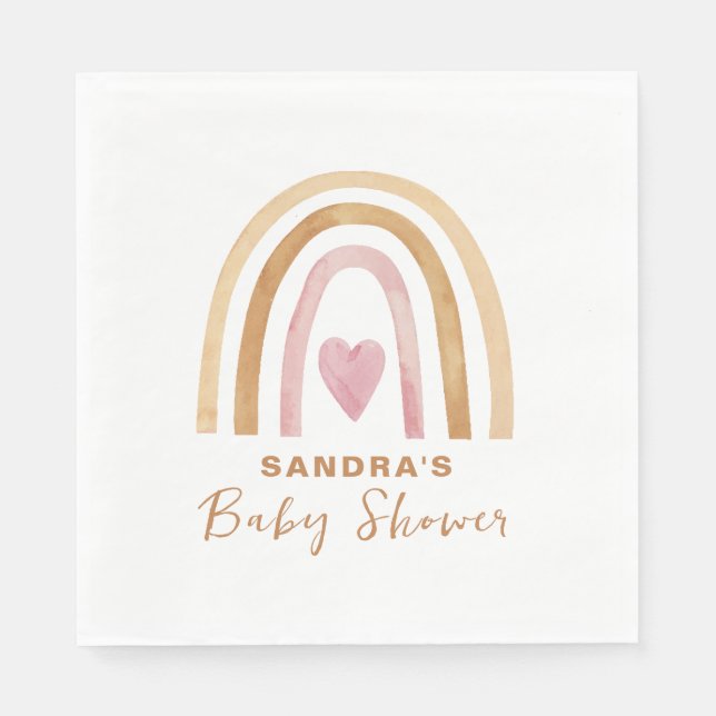 Servilleta De Papel Cute Minimal Neutral Boho Rainbow Baby Shower (Anverso)